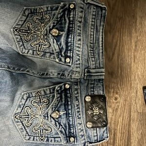 Miss Me Light Blue Boot Cut Jeans with Embellished Pockets